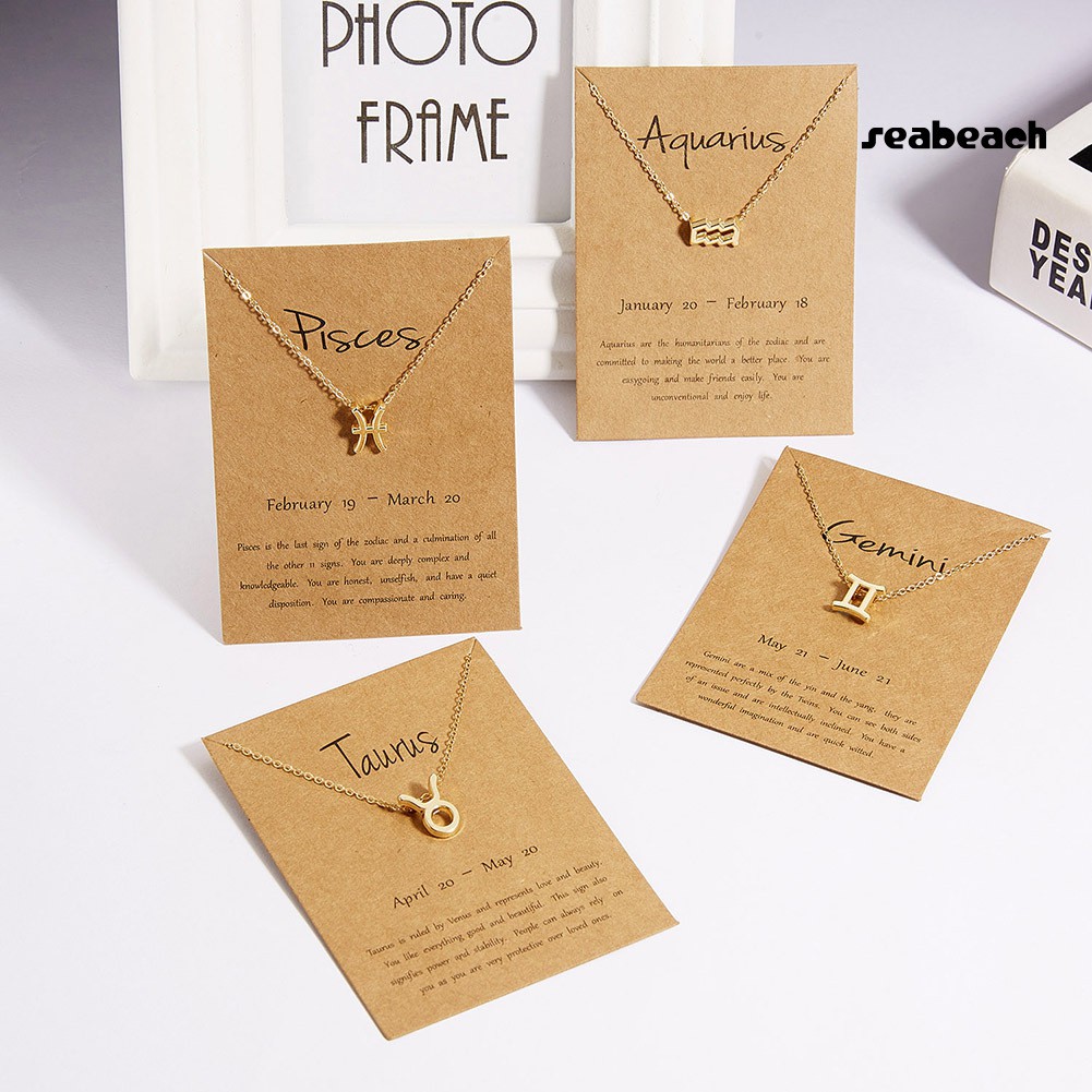 ps/Women Constellations Symbol Pendant Gold Plated Clavicle Chain Necklace Jewelry