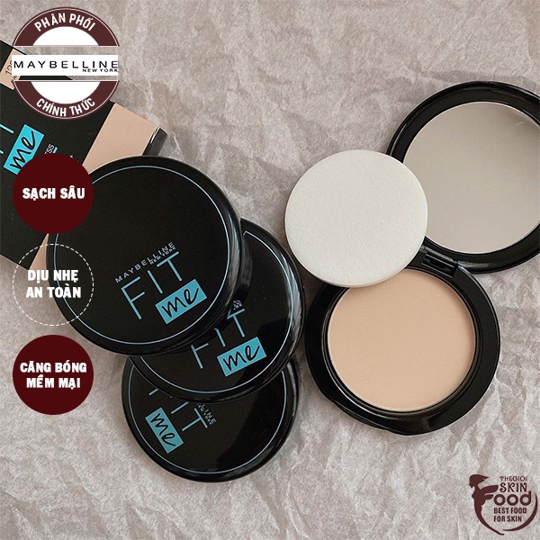 Phấn Nền Dạng Nén Che Phủ Hoàn Hảo, Kiềm Dầu Hiệu Quả Maybelline Fit Me Matte Poreless Powder SPF28 /PA+++ 6g Hộp Tròn