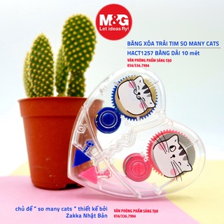 2 cây xóa kéo cute mèo HACT1257 băng dài 10m, kéo êm, băng bám giấy tốt, hàng chính hãng M&G