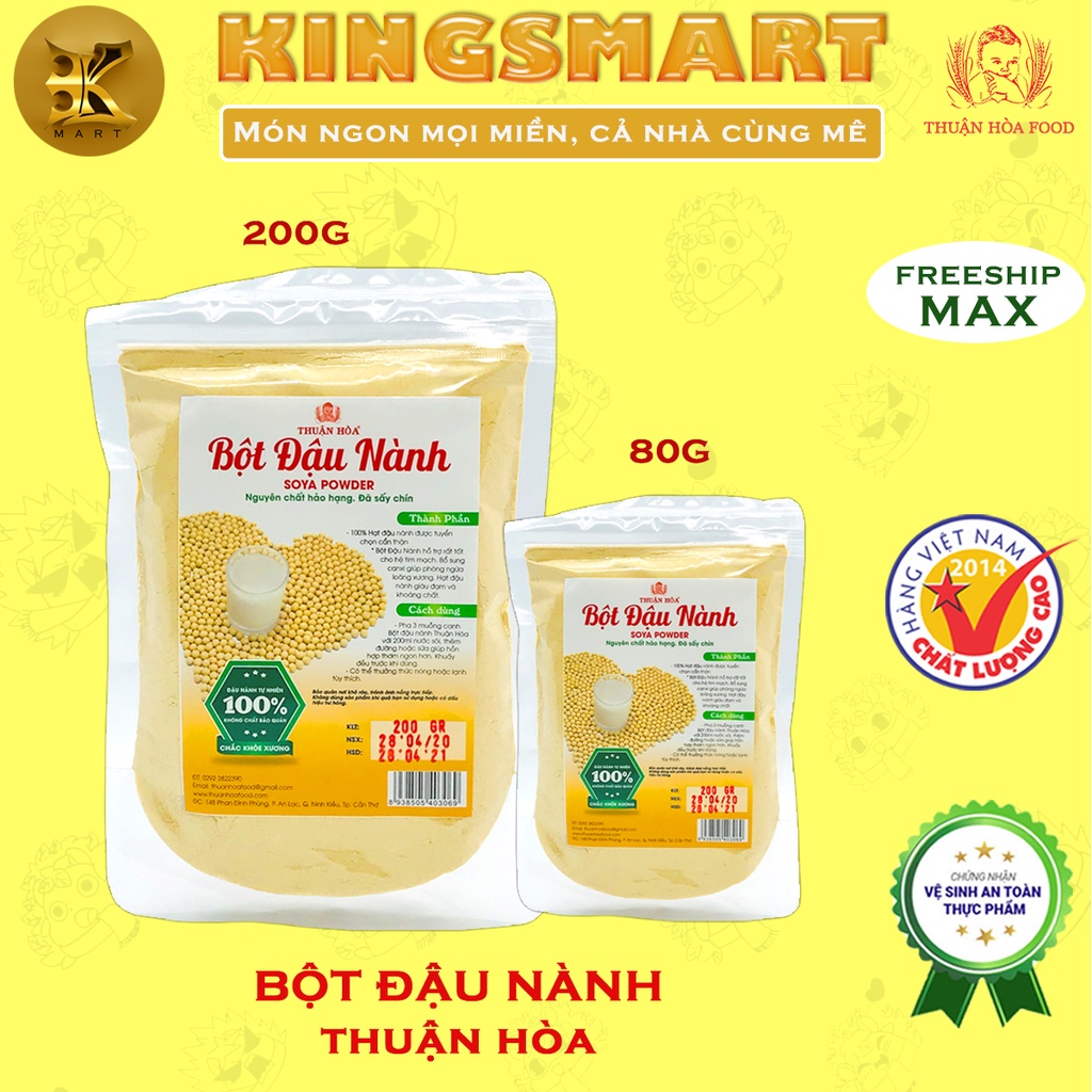 Bột Đậu Nành 80G/200G THUẬN HÒA FOOD Bổ Sung Canxi, Cung Cấp Protein Và Khoáng Chất, Làm Chậm Quá Trình Lão Hóa