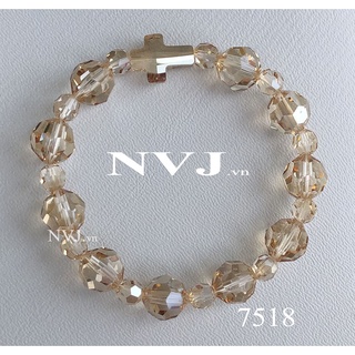 Vòng tay mân côi hạt tròn 10ly & 6ly pha lê áo swarovski crystal 5000 màu trà 001gsha