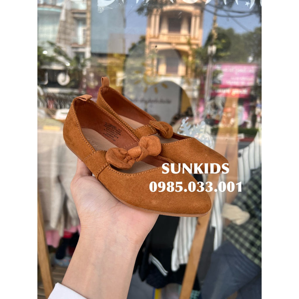 Giày bệt da lộn phối chun nơ (Hàng xuất khẩu)