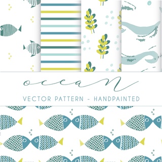 10 tờ giấy gói hàng họa tiết Ocean