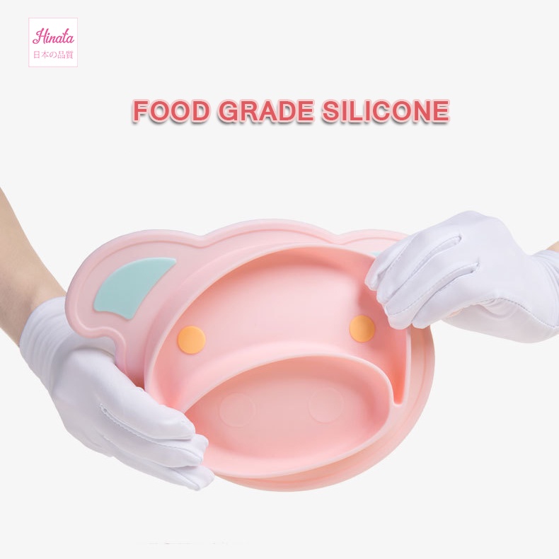 [ 02 cái ] Khay ăn dặm Piglet Silicone HINATA BAD02 cao cấp, có đế hít nhẹ chống đổ, chống xê dịch