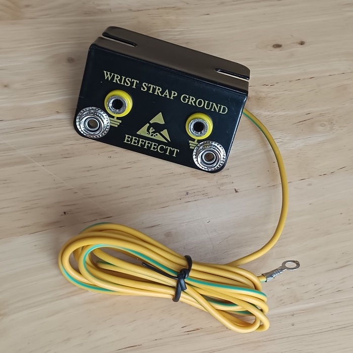 Ổ cắm dây chống tĩnh điện WRIST STRAP GROUND EEFFECTT,2 lỗ,màu vàng,cung cấp điểm nối chung cho dây đeo cổ tay,dây nối
