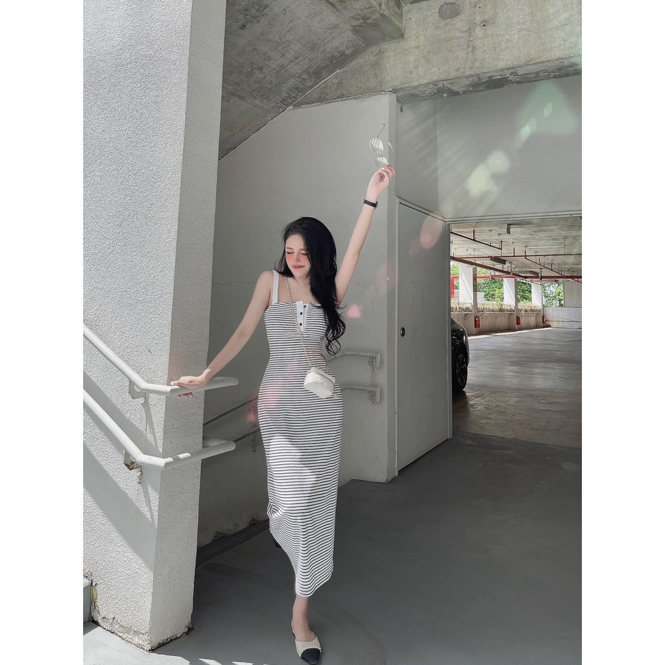 Đầm Body Hai Dây Sọc Ngang Nhỏ xinh