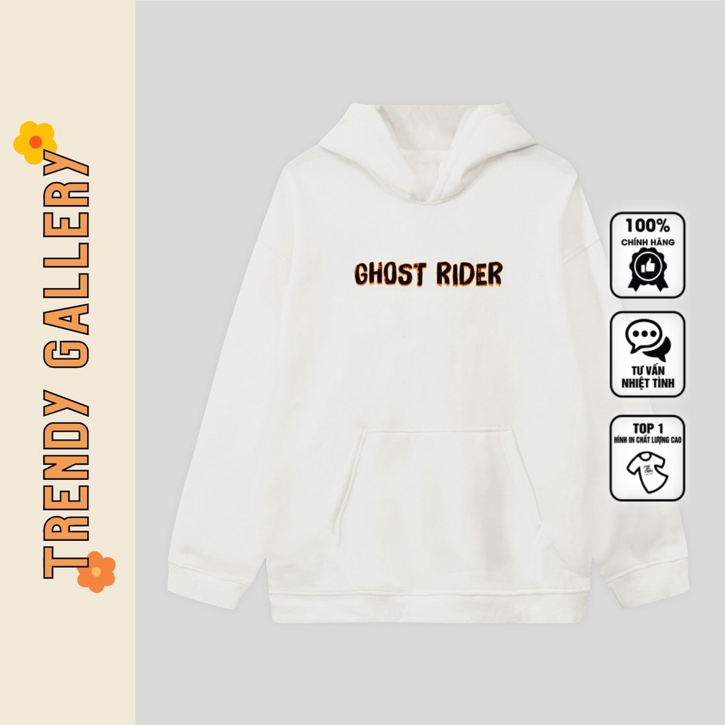 Áo Hoodie  Nam Nỉ Mỏng &quot;ghost Rider&quot; Trendy Gallery, Áo Hoodie Unisex Form Rộng In Hình Cool Ngầu Tv5079