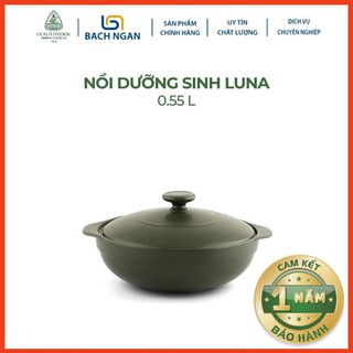 Nồi sứ dưỡng sinh minh long luna 0.55l dùng cho bếp ga, hồng ngoại, có nắp đậy, có thể kho cá, hầm cháo - nồi đất