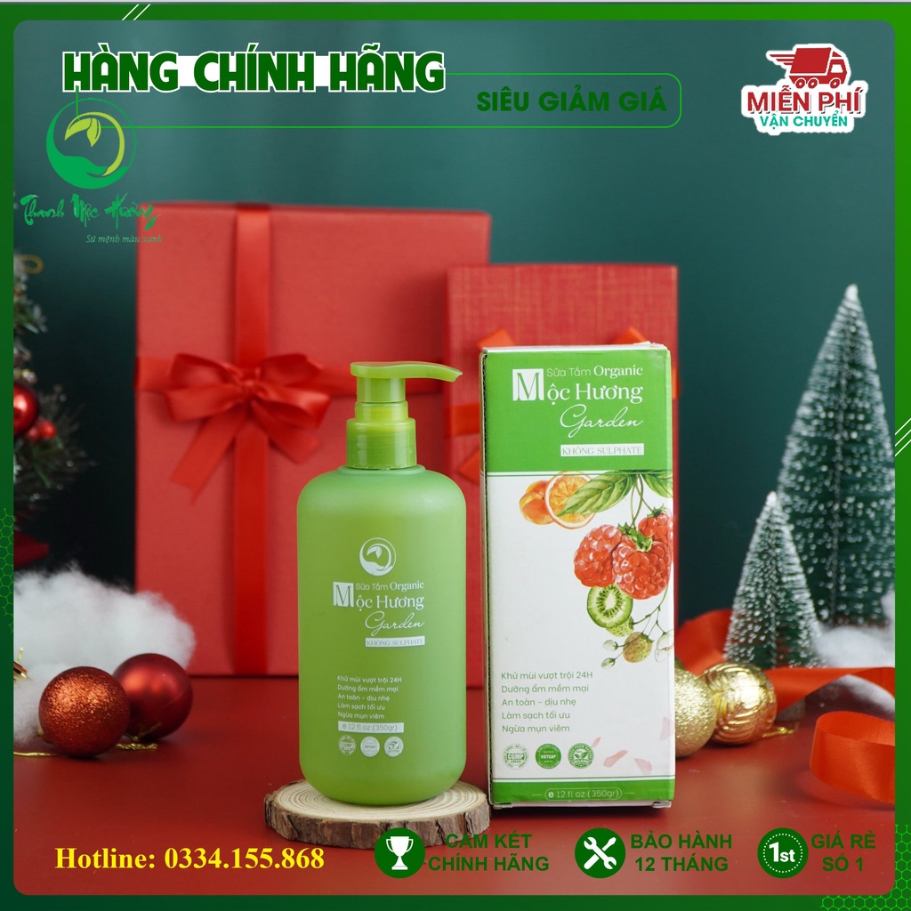 Sữa tắm Organic Mộc Hương Garden Thanh Mộc Hương 350gr cho da trắng sáng, mịn màng, thơm mát