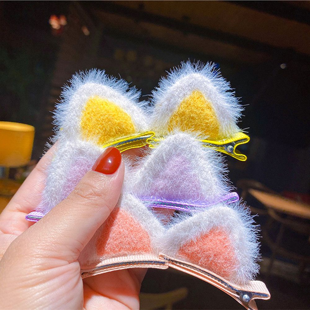 Bộ 2 Kẹp Tóc Hình Tai Thỏ Bông 3D Nhiều Màu Dễ Thương Dành Cho Bé Gái