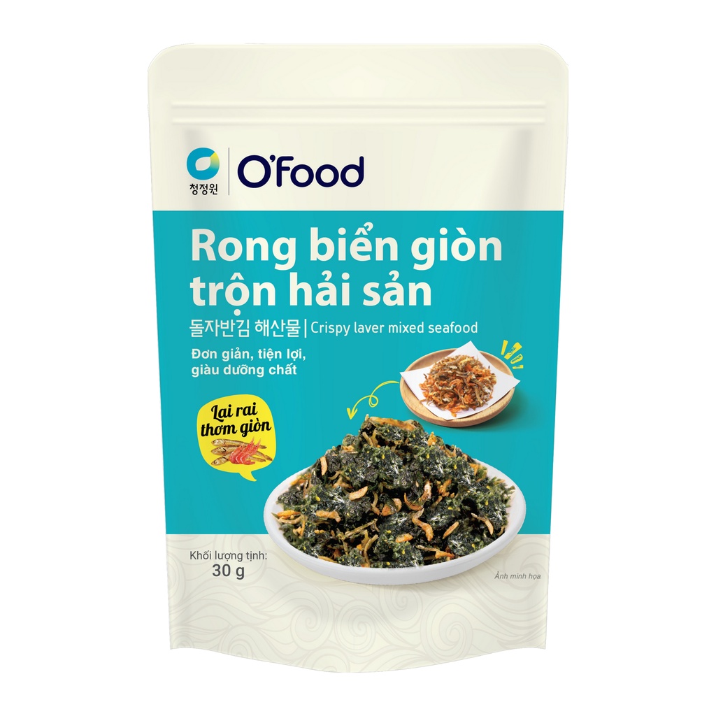 Rong biển giòn O'food trộn óc chó, hạnh nhân / trộn khô gà gói 30g