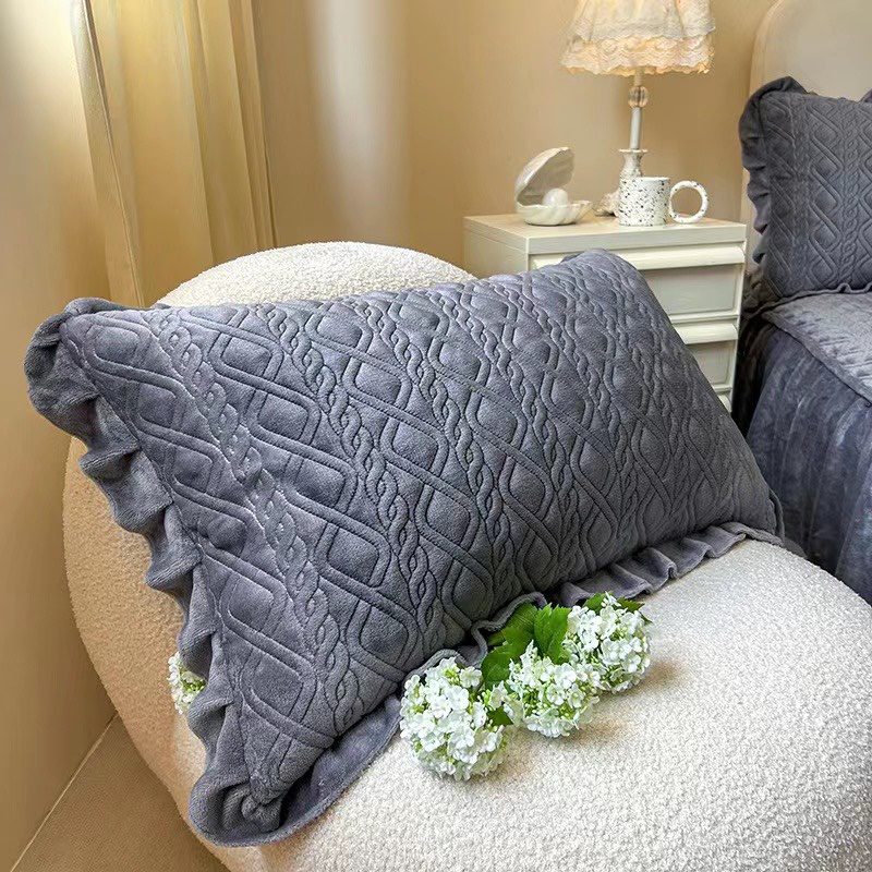 Ga gối trần phủ bánh bèo nỉ nhung cao cấp, thảm trải giường nỉ nhung phủ trần bông 3 lớp dày dặn cho mùa đông ấm áp uy t