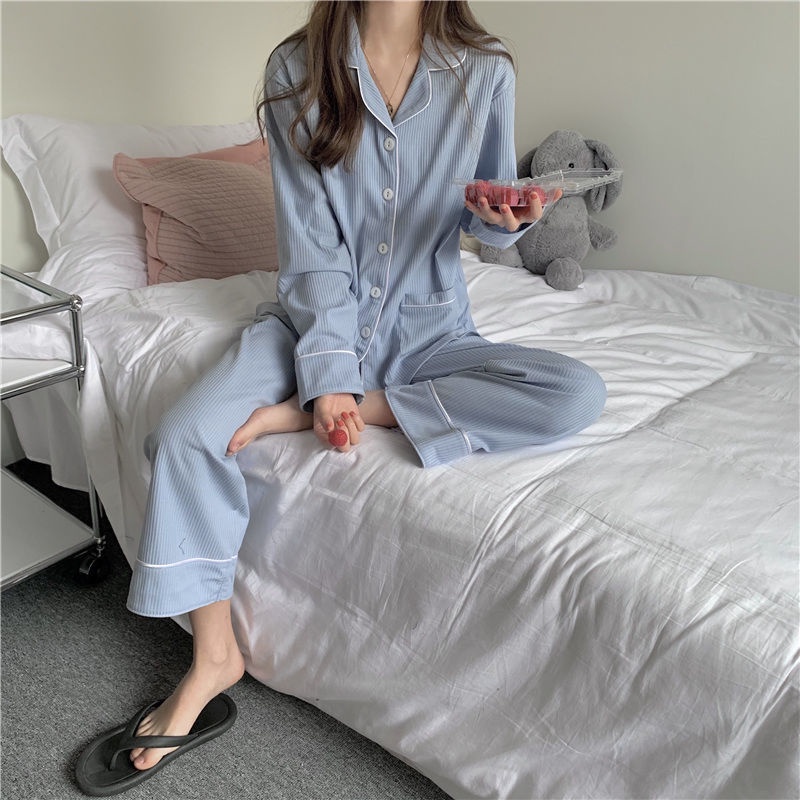 Bộ Đồ Ngủ Dáng Rộng Tay Dài Phong Cách Hàn Quốc Thời Trang Thu Đông Mới Cho Nữ | BigBuy360 - bigbuy360.vn