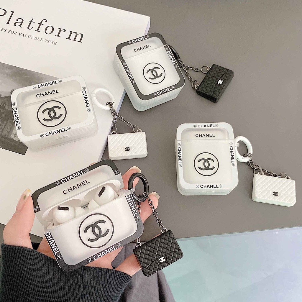 Chống Sốc Vỏ Bảo Vệ Hộp Sạc Tai Nghe airpods 1 / 2 / 3 / pro Hình Vuông Thời Trang Kèm Móc Treo Tiện