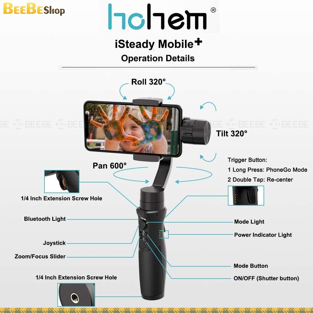 Chống Rung Điện Thoại, Nhận Diện Khuôn Mặt, Theo Dõi Chuyển Động - Hohem ISteady Mobile Plus