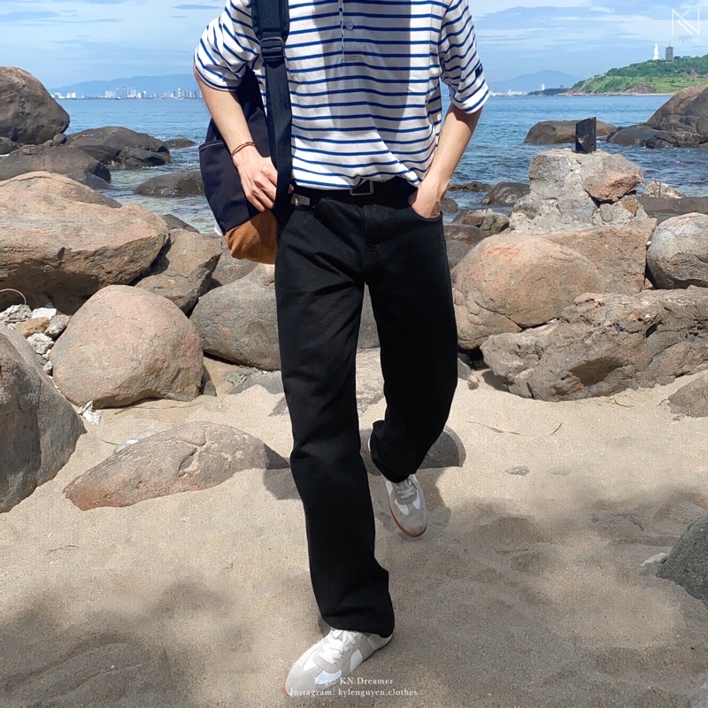 QUẦN JEANS SUÔNG ỐNG RỘNG_ĐEN & XÁM - COMFORT JEANS'S KN