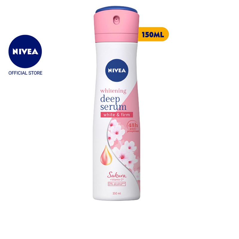 Xịt ngăn mùi Nivea serum trắng mịn hương hoa Sakura (150ml) 85308