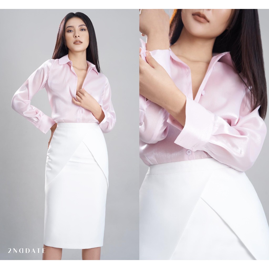 Áo sơ mi tơ lụa phủ bóng 2NDDATE TOP032SP