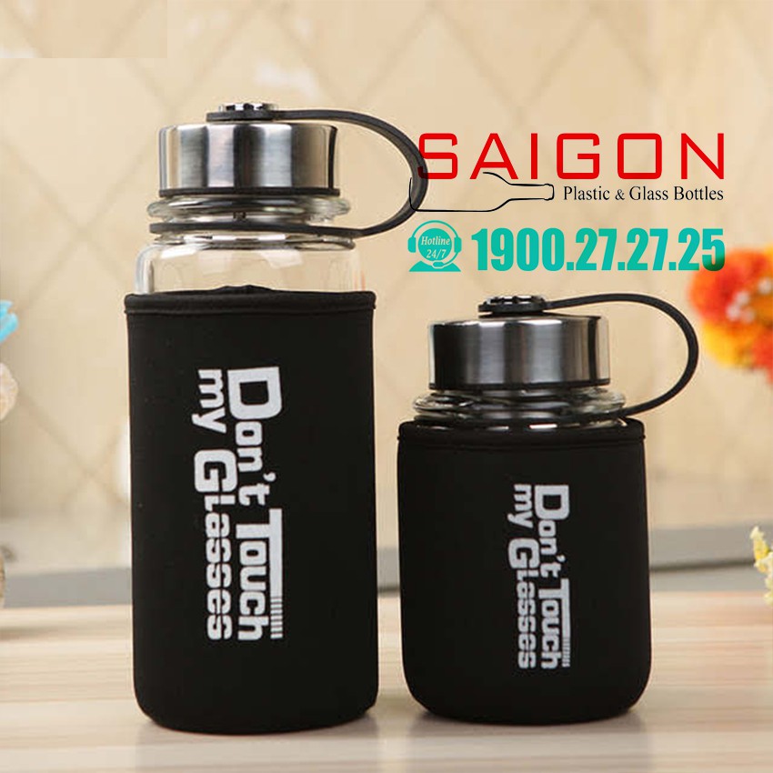 Bình Thủy Tinh Có Túi Giữ Nhiệt 850ml - 650ml Sang Trọng