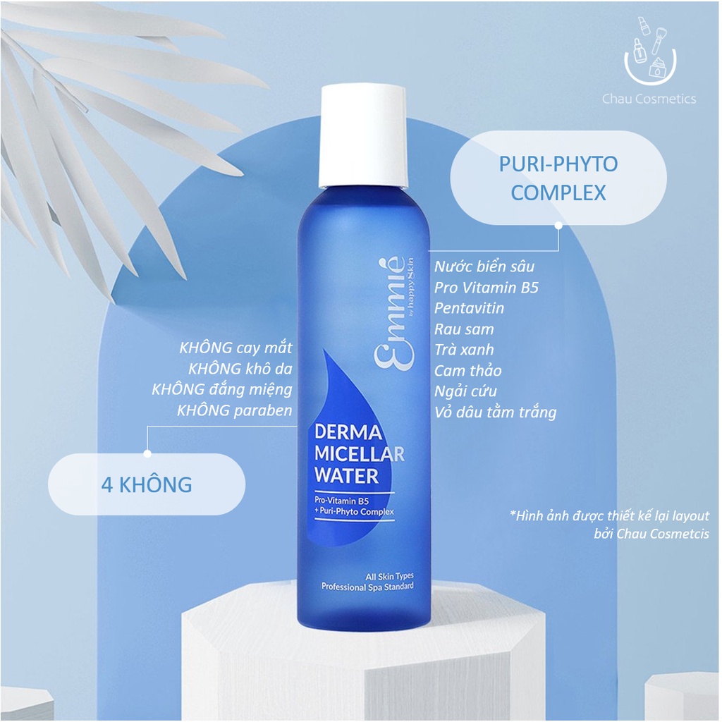 Combo nước tẩy trang không cay mắt + gel rửa mặt sạch sâu 2% BHA Emmié by Happy Skin Emmie sữa