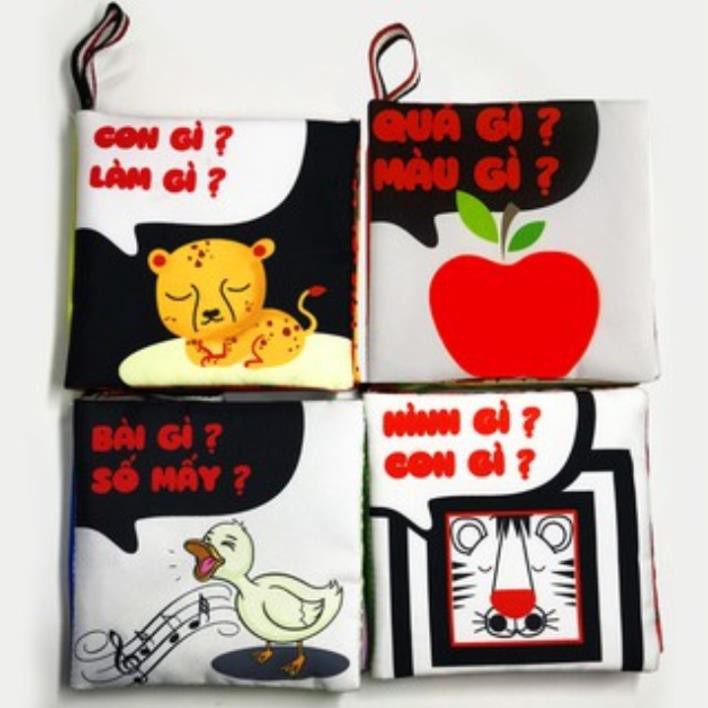 ComBo 4 Sách Vải Song ngữ Giáo dục mầm non giúp bé Kích thích thị giác