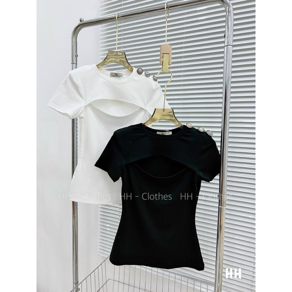 Áo thun kiểu khuy vai dáng ôm body, Áo kiểu hở ngực sexxy ngắn tay AS6020 - NhiNhi Shop