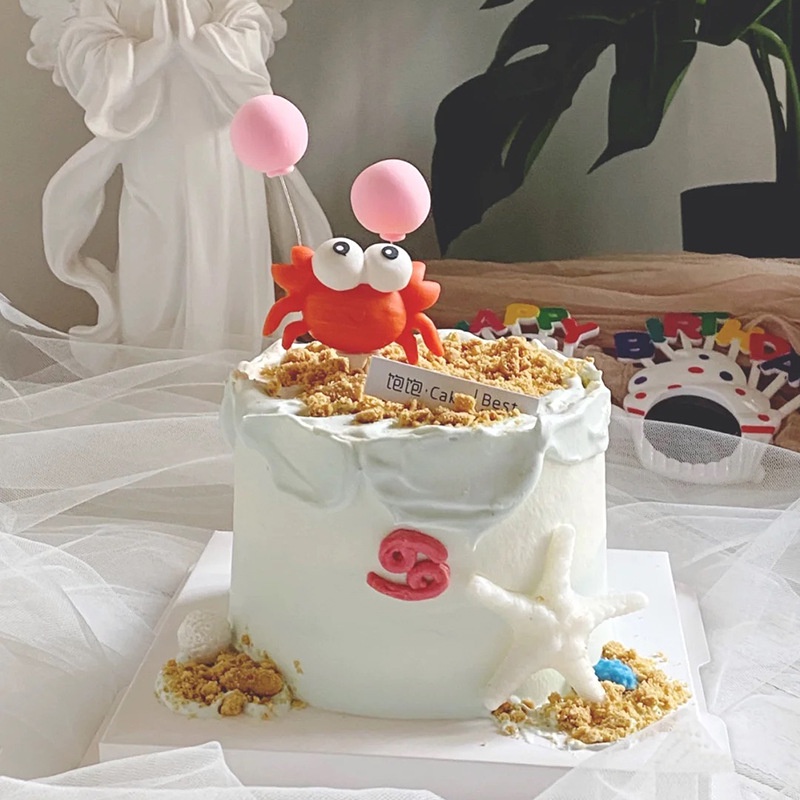 Cua Nhỏ Xinh Trang Trí Bánh Kem Sinh Nhật Cho Bé