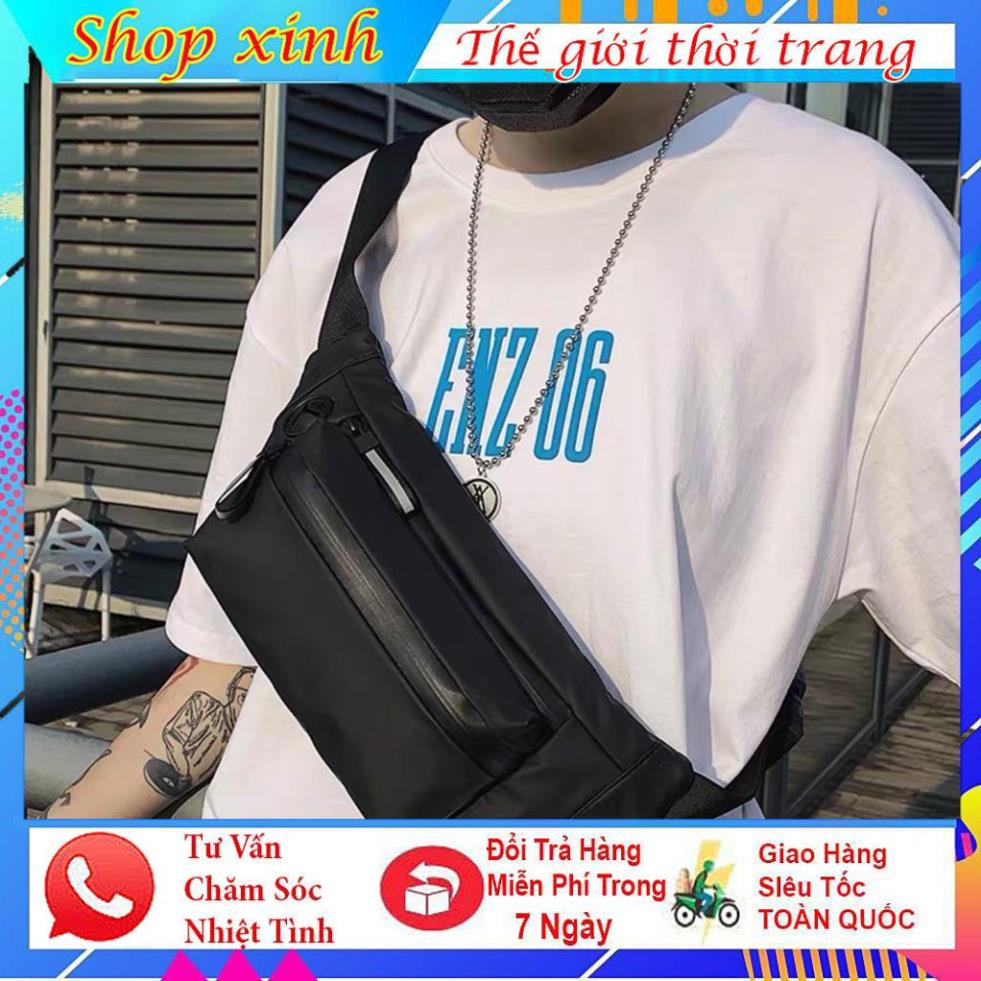 Túi đeo chéo khóa phản quang Cao Cấp, túi đeo bụng vải Oxford dày dặn, chống nước, nhiều ngăn nhỏ đựng đồ tiện dụng. | BigBuy360 - bigbuy360.vn