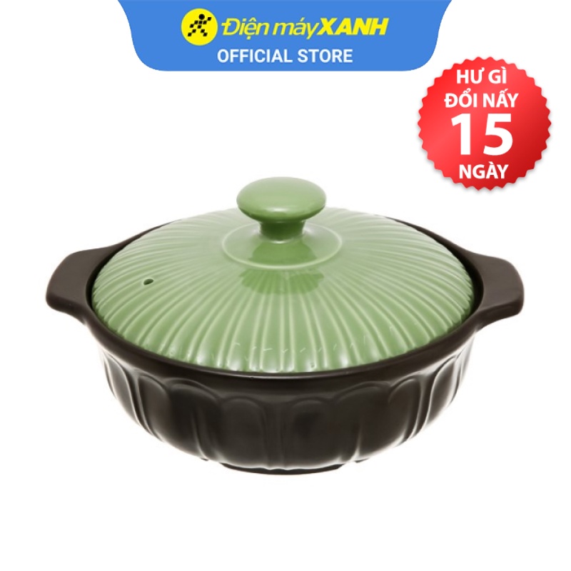 Nồi đất hoa sen nắp sứ 20 cm Dong Hwa 403