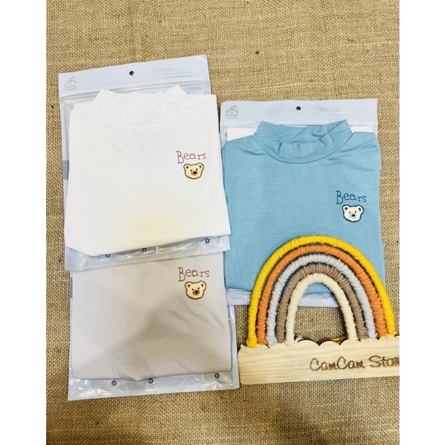 Áo giữ nhiệt cổ 3 phân Little Bear La pomme mềm mịn dễ thương dành cho bé trai bé gái cao cấp