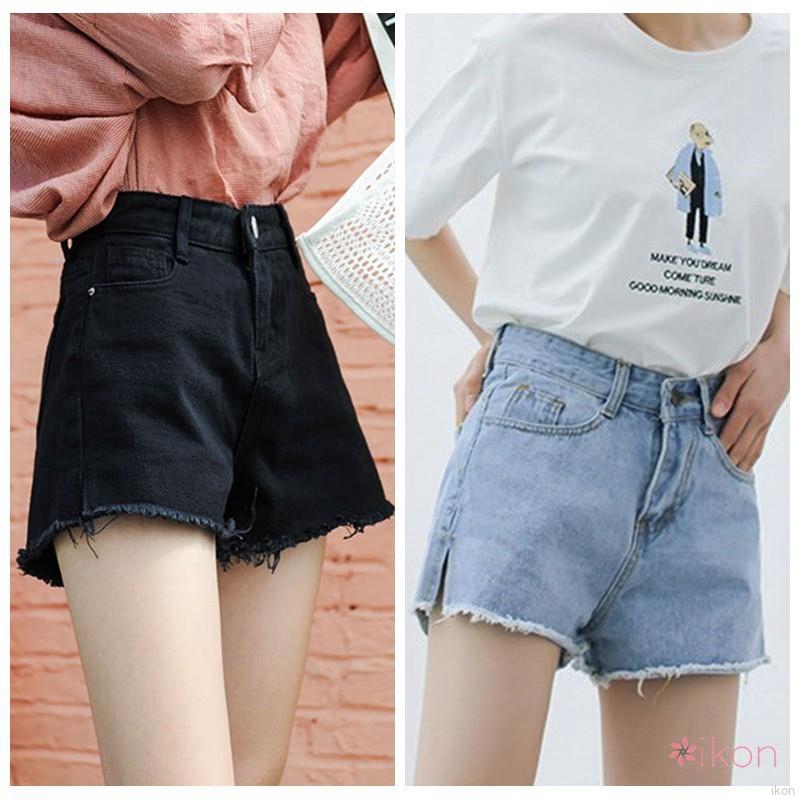 Quần short denim lưng cao dáng rộng phong cách thời trang cho nữ