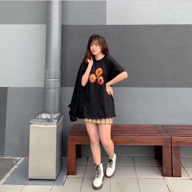 áo thun unisex form rộng hoa cúc