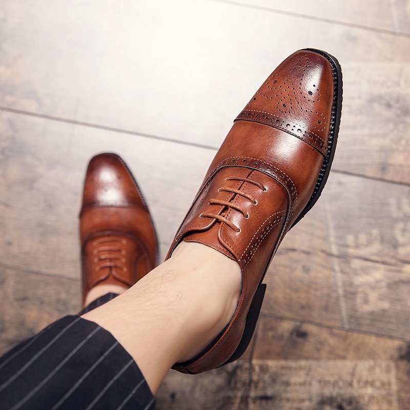 Giày Da oxford Không Ủi Phong Cách Công Sở Cho Nam size 45 46 47 48