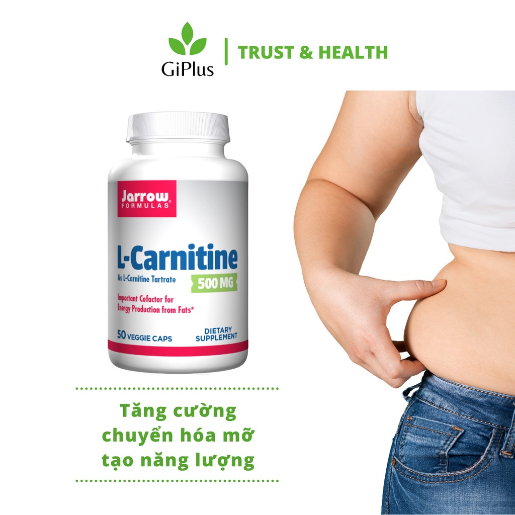 (Date 01/2024) Viên Uống Hỗ Trợ Giảm Cân, Tan Mỡ, Chuyển Hóa Mỡ Jarrow Formulas L-Carnitine 500mg (50 Viên/Lọ)