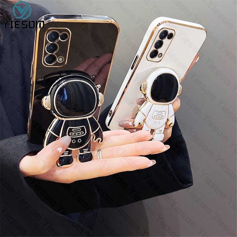 Ốp Điện Thoại Silicon Dẻo Họa Tiết Phi Hành Gia Lấp Lánh Kèm Giá Đỡ Cho OPPO Reno 7Z 7 6 4 5 4G 5G 5F 4F