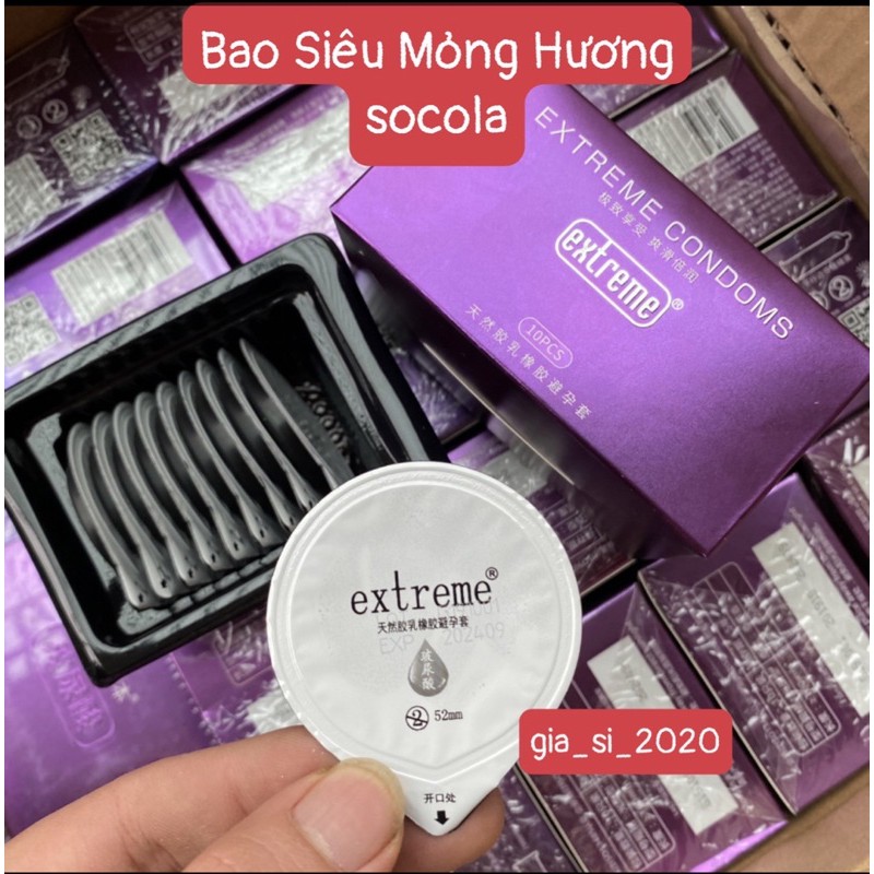 Bao Cao Su Siêu Mỏng Extreme - Hương Sôcla Hộp 10 Cái