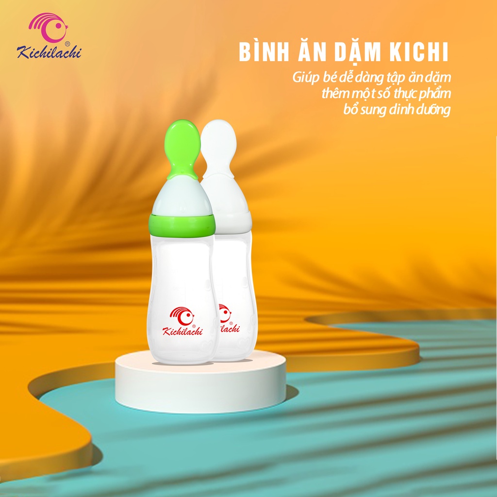 Bình Thìa Silicone Ăn Dặm 125ml Kichi Cho Bé Kichilachi Kichi
