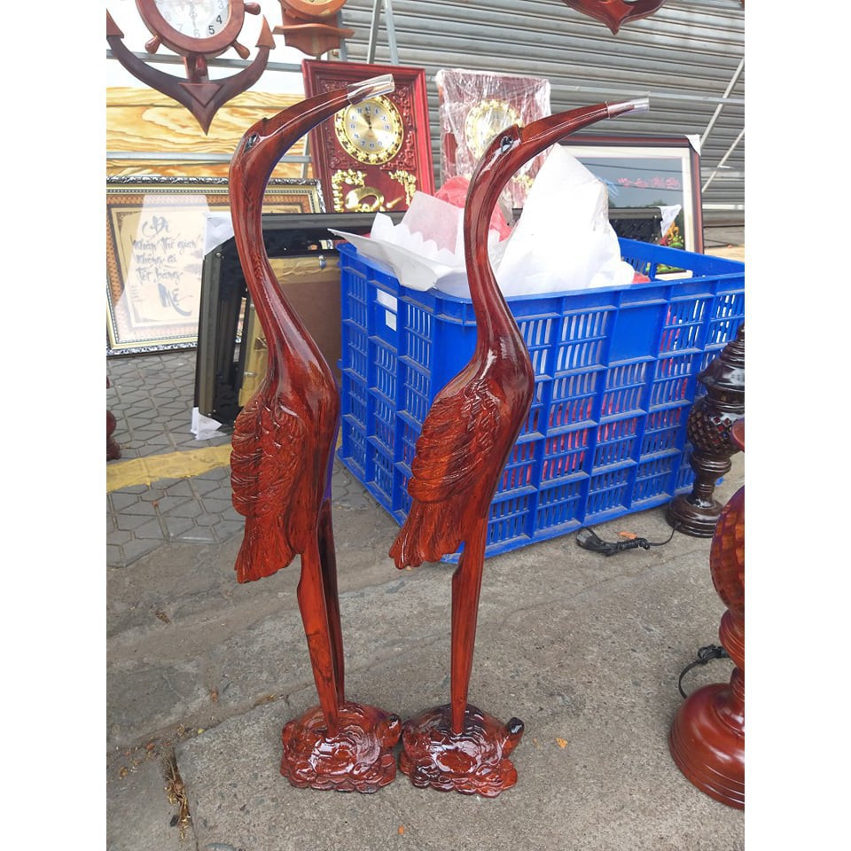 Mỹ Nghệ Bắc Ninh  Cặp Hạc thờ bằng gỗ xoan đào