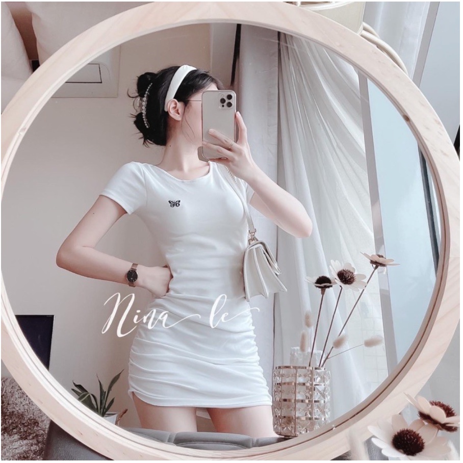 Đầm body sườn thêu bướm | Đầm nhúng sườn dáng ôm sát💃By 23t.shop | BigBuy360 - bigbuy360.vn