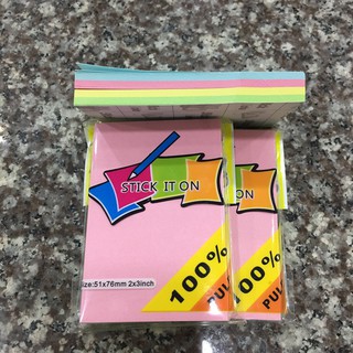 Giấy note ghi chú 4 màu - 2 x 3 - Combo 5 xấp - Loại ngang