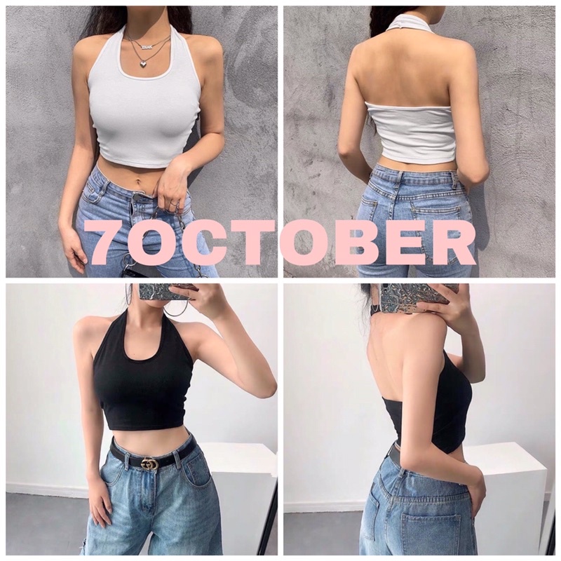 Áo croptop cổ yếm