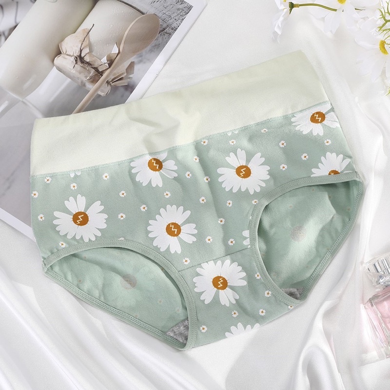 Quần Lót Nữ Cạp Cao - Quần Cotton Hoa Cúc Gen Bụng Kháng Khuẩn Cao Cấp S58