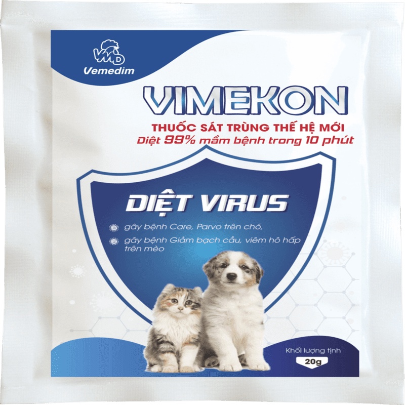 Thuốc sát trùng chuồng trại, dụng cụ chăm sóc thú cưng Vimekon gói 20g bột pha nước sát trùng diệt khuẩn