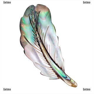 (Eetmo) Natural Shell Feather Brooch Pin Shirt Collar Pin Banquet Women Jewelry Gifts