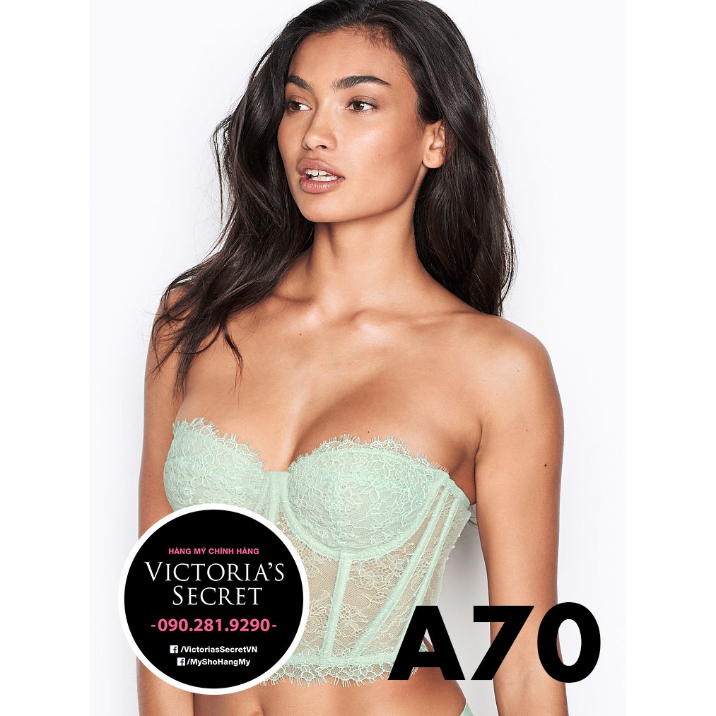 A70 - Áo Vic Mỹ xanh ren  không mút, khoá kéo, Dream Angels, Palse Sky - Victoria's Secret