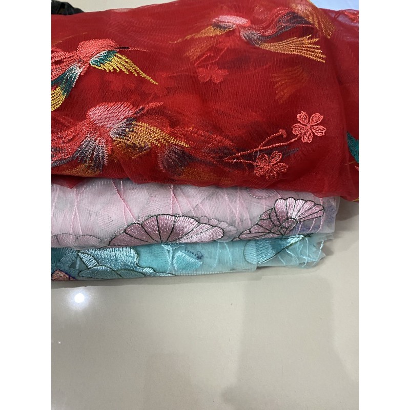 vải lưới thêu 3 màu