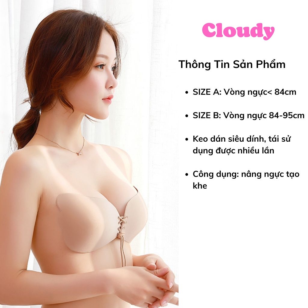 Miếng dán ngực ti nâng ngực, áo dán ngực cánh tiên rút dây ngực tạo khe CLOUDY CL105