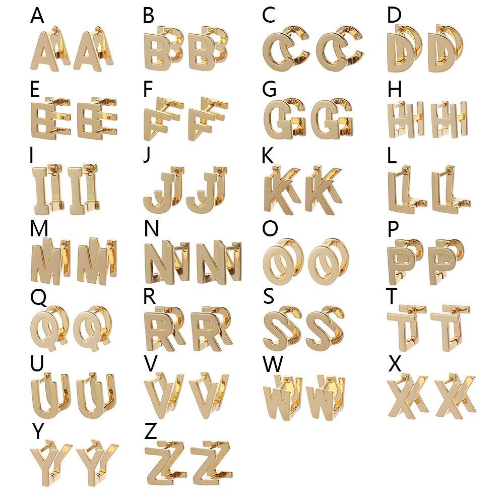 KAREN 1 Pair Stud Earrings Tiny Double-sided Letter Copper Fashion Jewelry