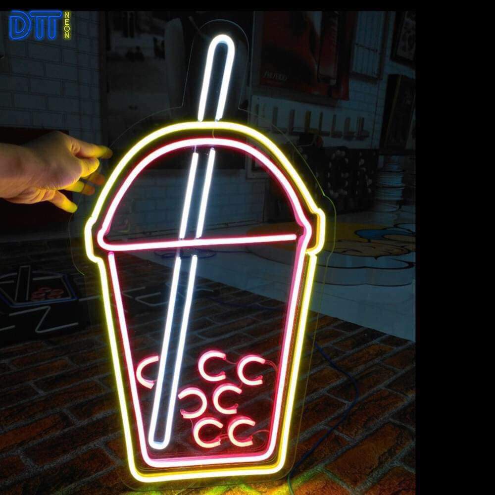 Đèn Neon  Sign Trà sữa Mẫu ly trà sữa trang trí quán