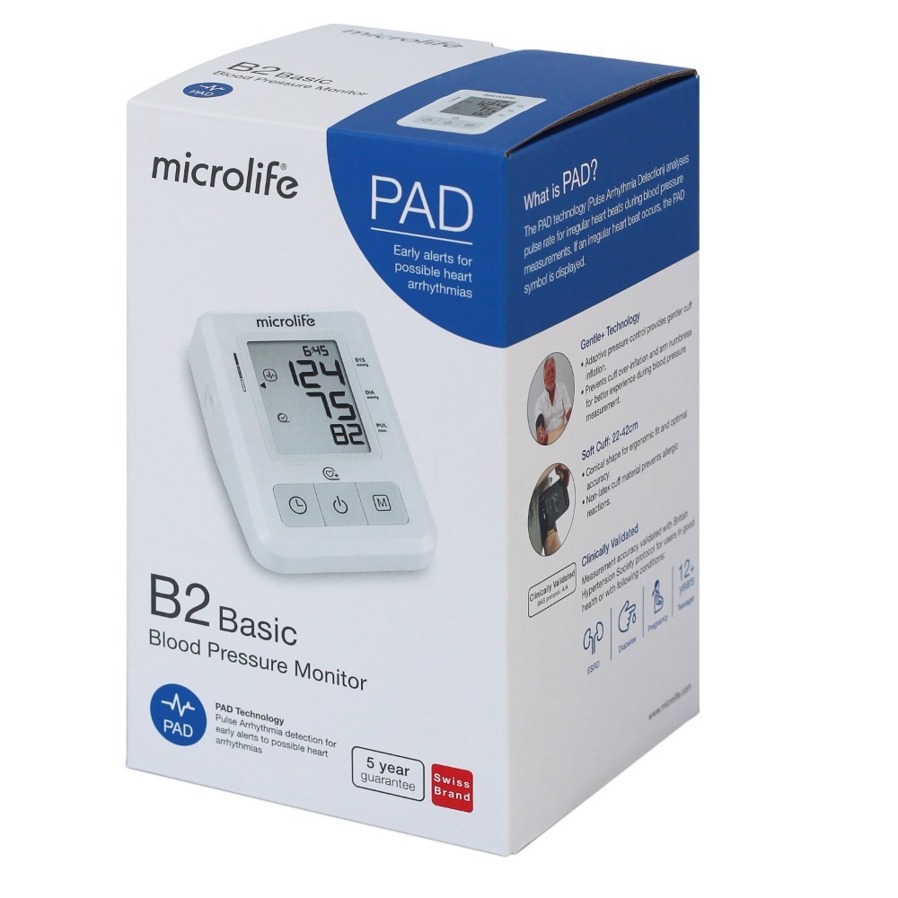 MÁY ĐO HUYẾT ÁP ĐIỆN TỬ MICROLIFE B2 BASIC BẢO HÀNH 5 NĂM 1 ĐỔI 1